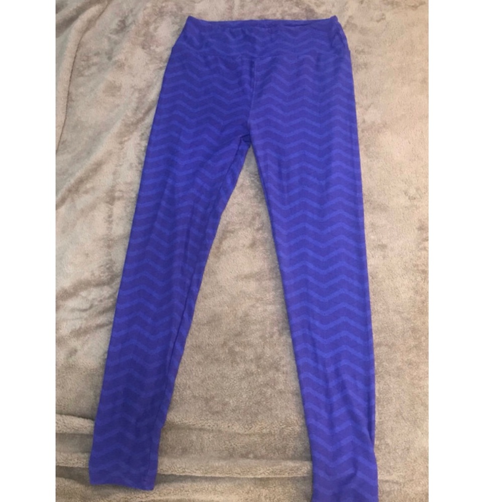 LuLaRoe Purple and Blue Geometric Print Leggings Yoga Pants One Size